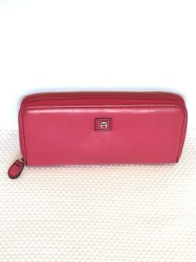 Etienne Aigner Hot Pink Zip-Around Leather Wallet Perfect Size